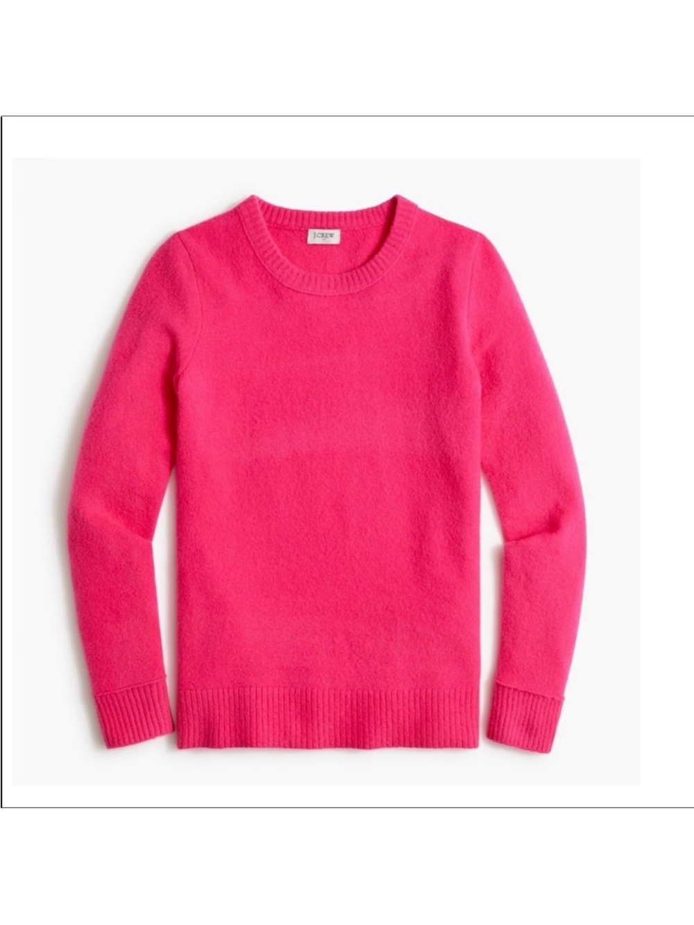 Jcrew bright pink crewneck sweater in extra soft yarn